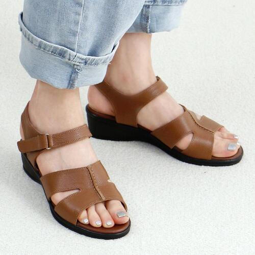 고급 양가죽 수제화 발편한 여름 여성 50대 통굽 샌들 신발